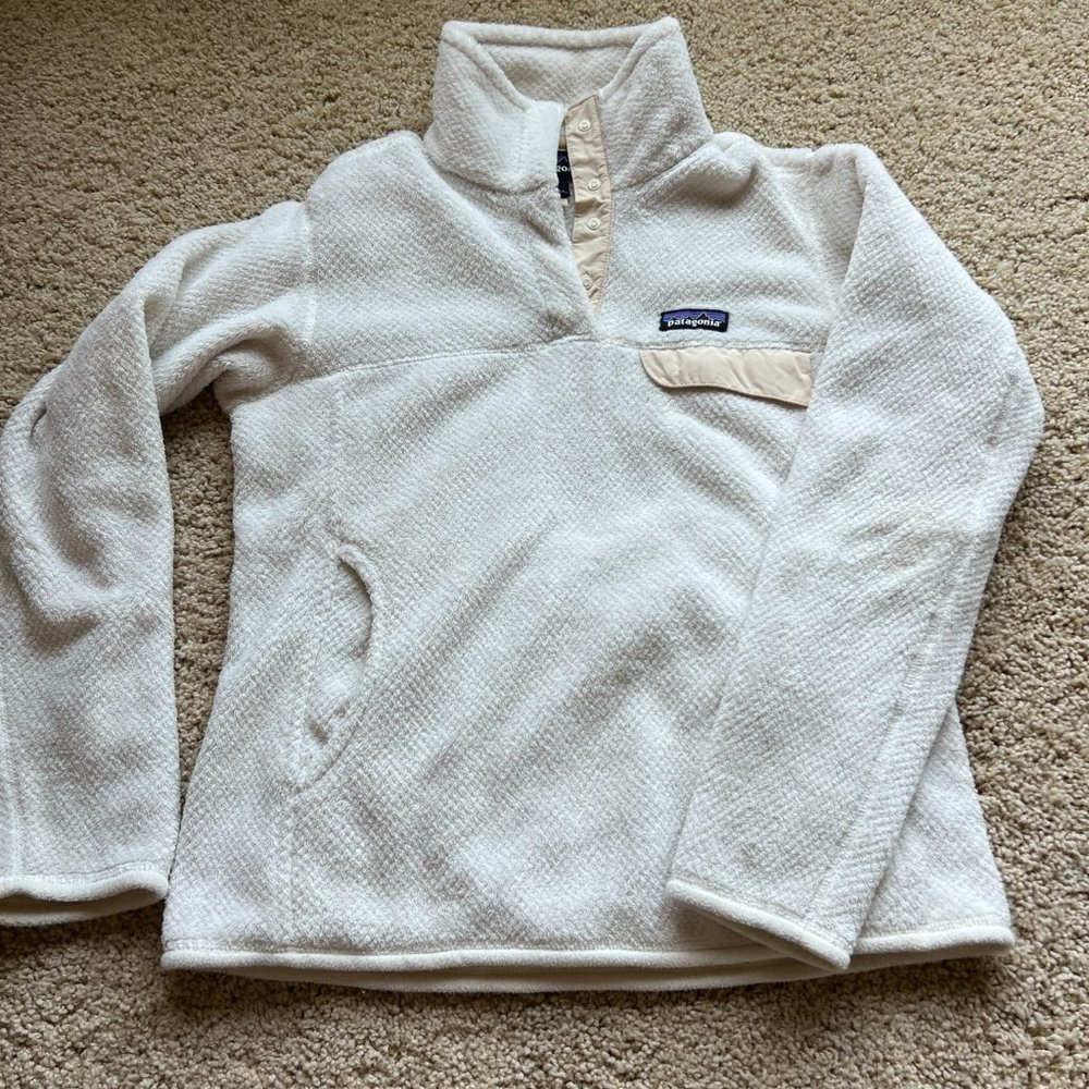 Patagonia Ivory White Fleece Snap T Mock Neck Pullover Re-Tool Women S